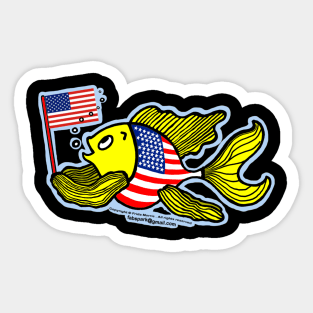 American Flag Fish Sticker